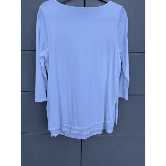 J. Jill Pure Jill Boat-neck Layered Tunic Top White Cotton Modal Women's Sz M - Picture 7 of 8